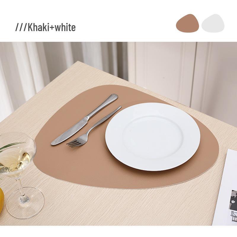 Two-Tone PU Leather Placemat: Waterproof, Oil-Proof, Heat-Insulating, Non-Slip PVC Mat for Western Dinner Plates.