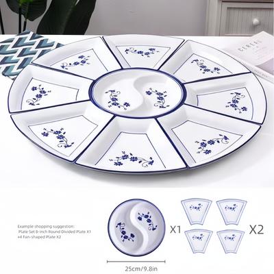 Set di stoviglie in porcellana blu e bianca, tavolo da pranzo per riunioni familiari, stoviglie da portata per riunioni con hot pot, piatti da portata