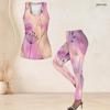 Women Plus Size Two Piece Set Scoop Neck Sleeveless Sage Green Floral Printed Tank Top Fitted Pants