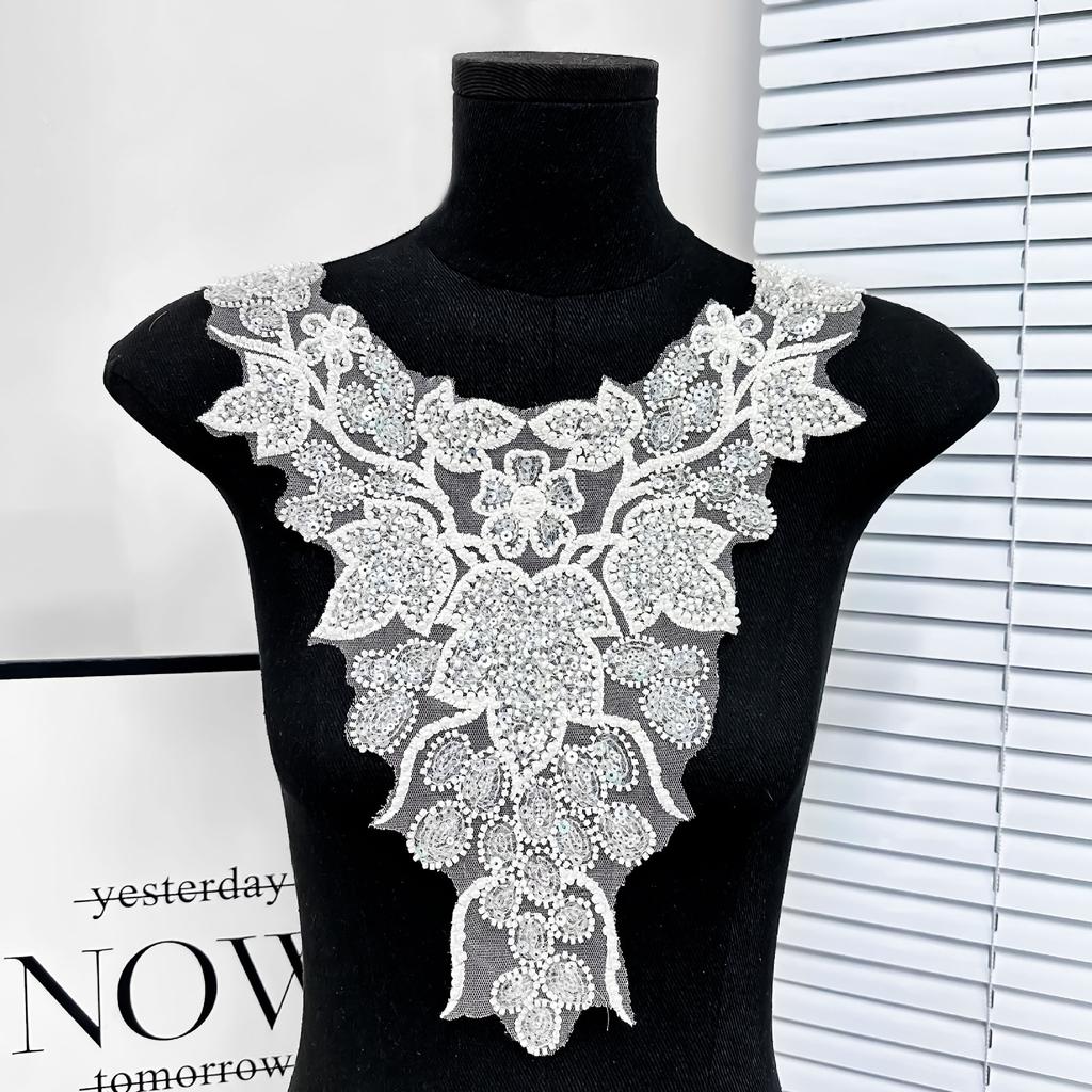 European And American Applique Bead Embroidery Handmade Bead Piece Embroidery Collar Flower Performance Clothing Dress Wedding Collar Decoration