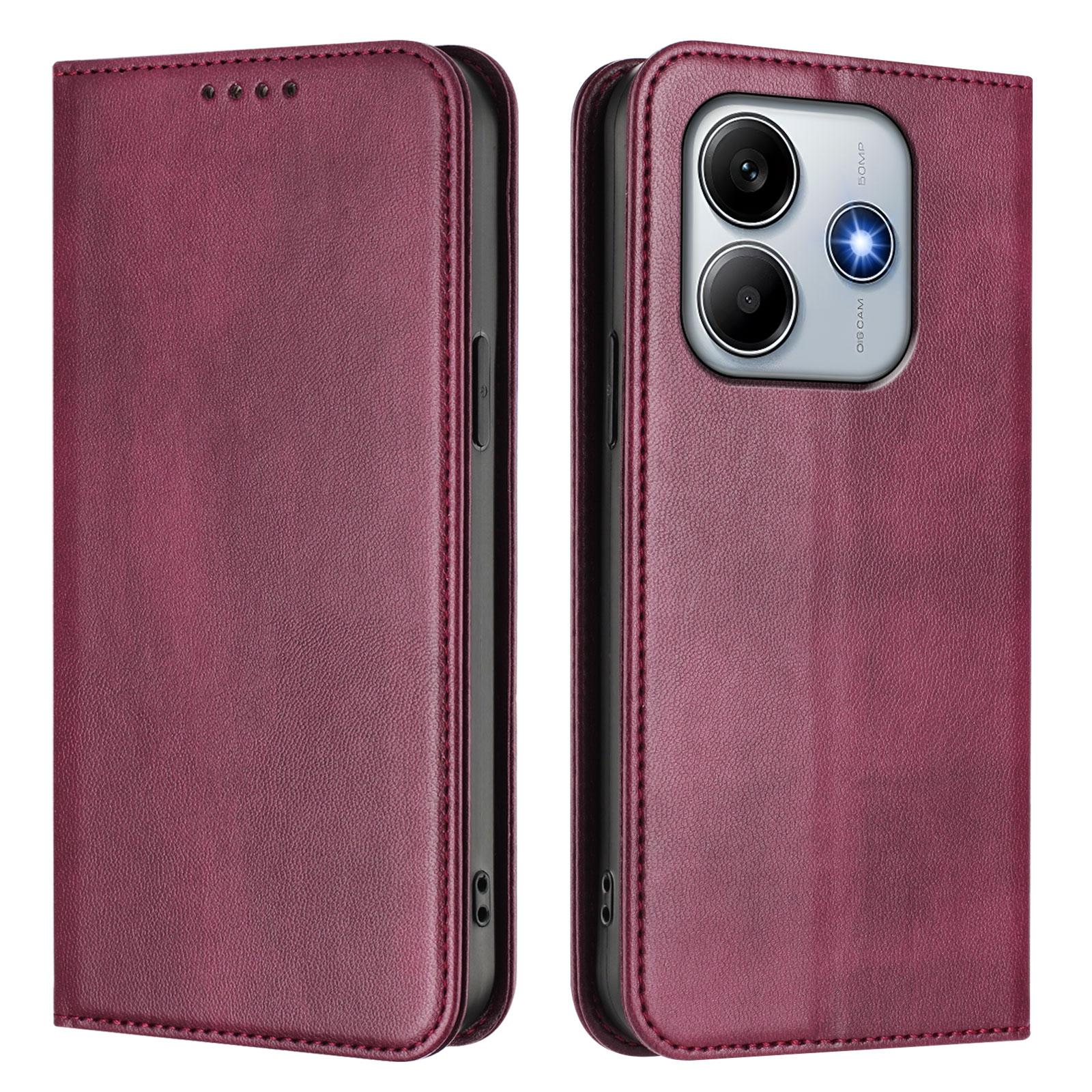 

Для Xiaomi Redmi Note 14 4G (164,84x78,15x8,16 мм) Чохол-гаманець Ретро Текстура Блокування RFID Шкіряний Чохол для Телефону Wine Red