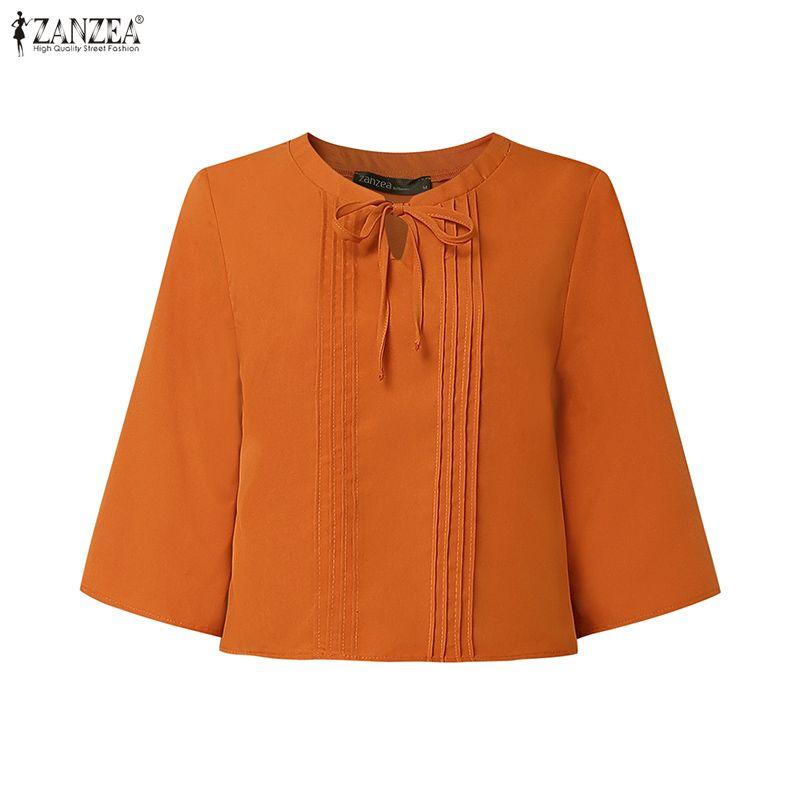 ZANZEA Bluză și pantaloni cu mâneci 3/4 pentru femei Seturi de costume casual din două piese