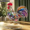 2D Colorful Chicken Decor Tabletop Sign Collectible Holiday Decorative Decoration for Office Home Fireplace Bedroom Table