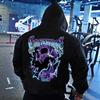 Dark Wind Encourages Yourself Skull Print Hooded Sweater Loose Shoulder Jacket for Men and Women