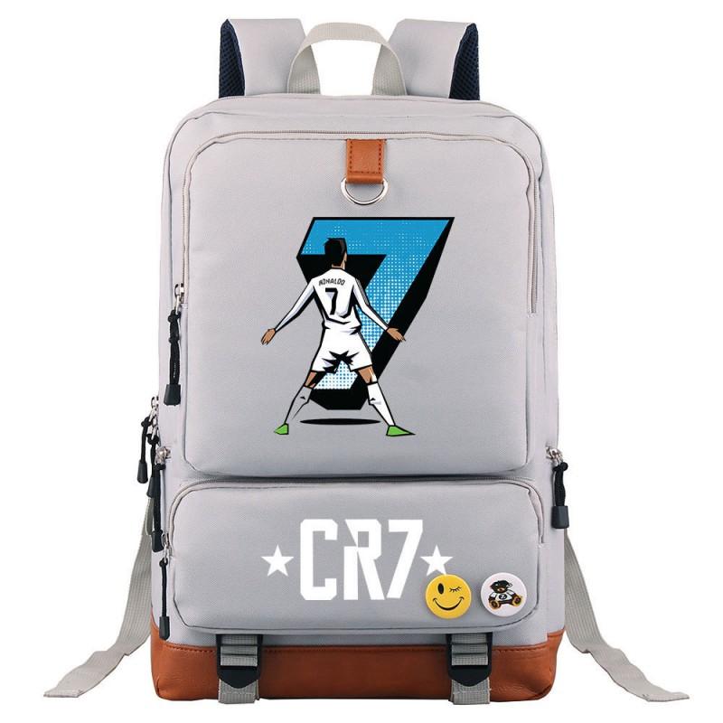 Cristiano Ronaldo Printed Youth School Backpack Teenagers Durable Oxford Fabric Breathable Padded Straps Unisex Travel Bag