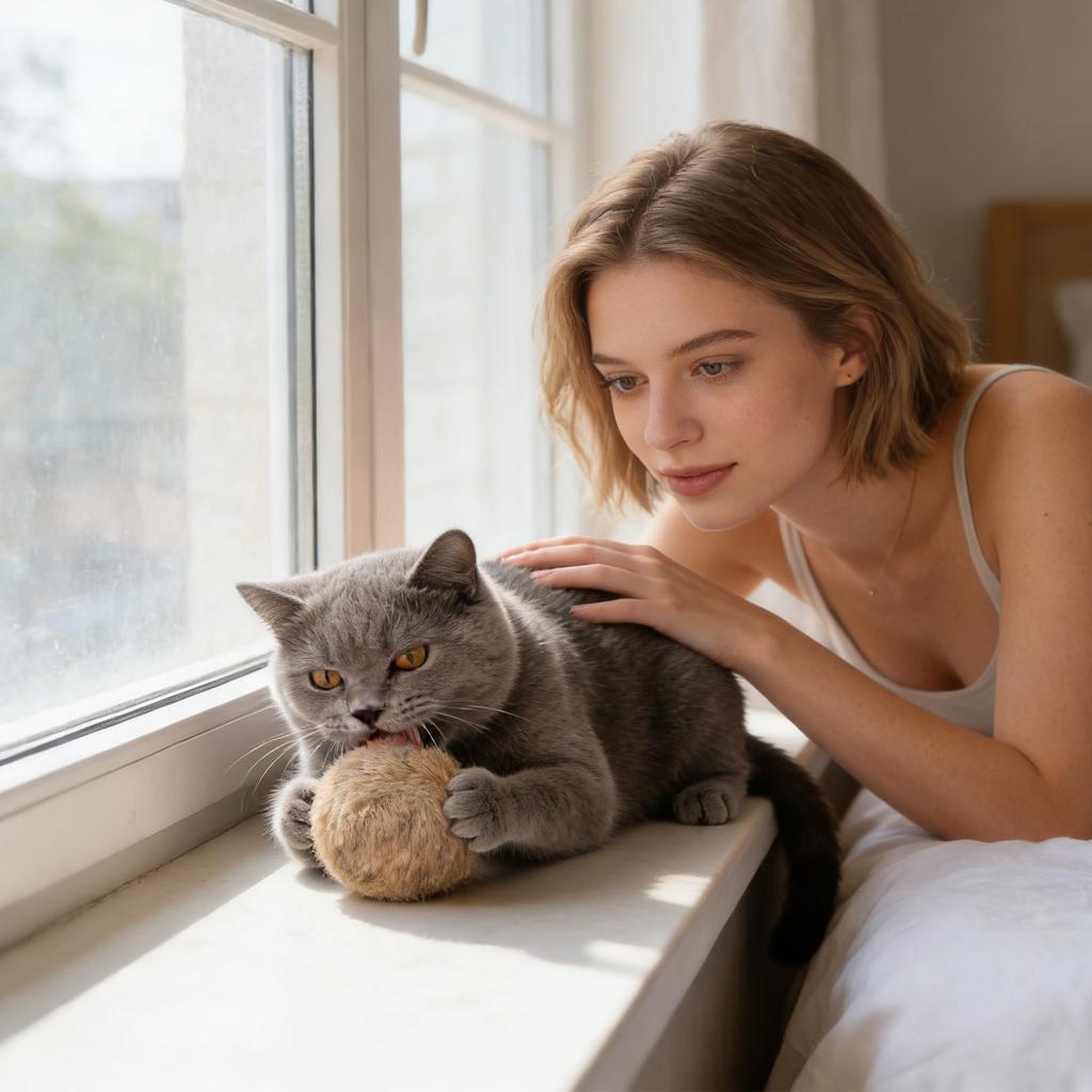 Premium Cats Ball Toy - Interactive Self-Entertaining Plush Toy For Cats' Mental & Physical Enrichment