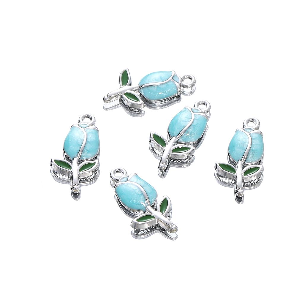 10Pcs/Lot 11.4*22.3mm Cartoon Alloy Tulip Shape Charms Loose Pendant For DIY Bracelet Necklaces Jewelry Making Accessories