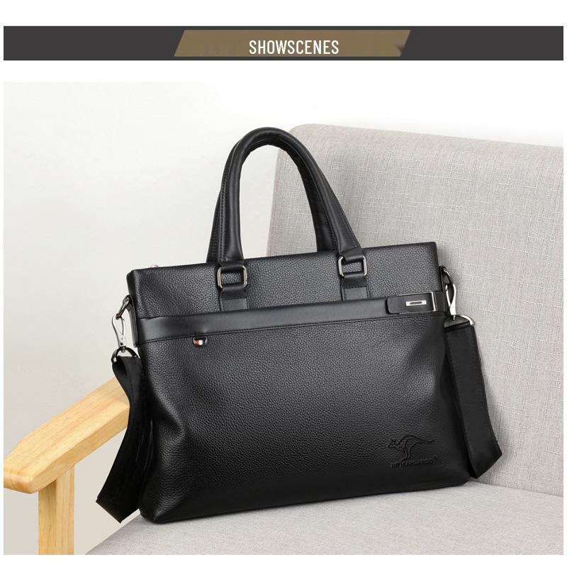 Men's Genuine Leather Cowhide Laptop Crossbody Bag - Business Travel Trend