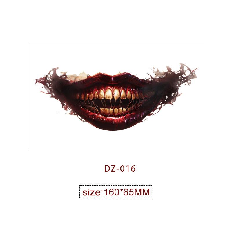 Halloween Mouth Tattoo Scary Clown Face Stickers Creepy Temporary Tattoos Waterproof Party Makeup Costume Props