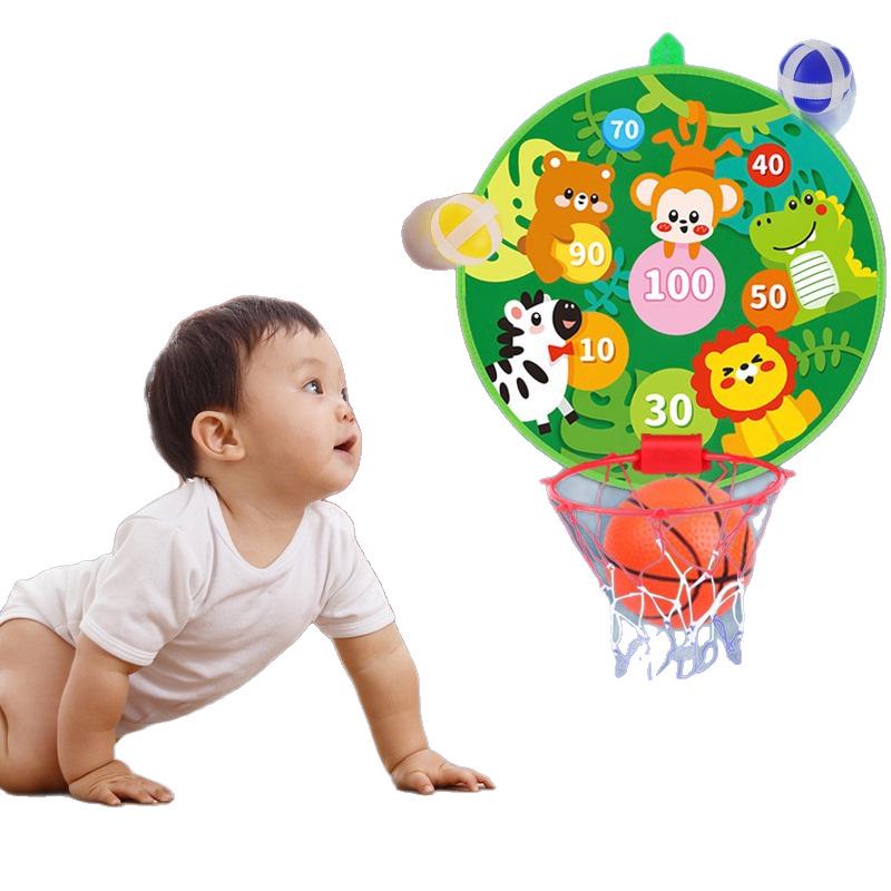 Kids' Educational 2-in-1 Basketball Hoop & Dartboard Indoor Sports Toy