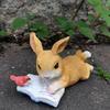 1 Pcs Rabbit Reading Animal Decoration Window Sill Bonsai Landscaping Resin Decoration Garden Courtyard Decoration