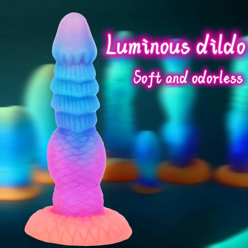 Hot Sale Luminous Anal Dildo Huge Penis Dick Animal/Monster Dildo Sex Toys For Adult 18+ Ass Dilator Glowing Dildo Big Buttplug