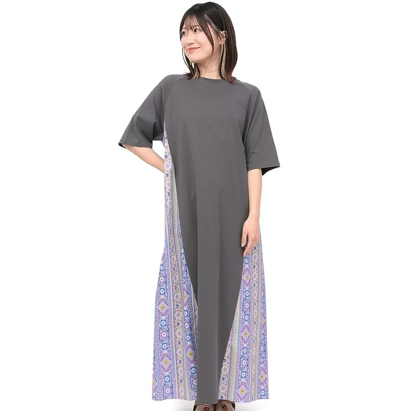

[Titicaca] oriental flower combination one piece ladies FREE charcoal gray OSJBB097