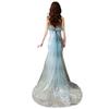 Sexy fishtail evening dress women's 1011 new banquet atmosphere sky blue tube top long annual meeting hosting dress