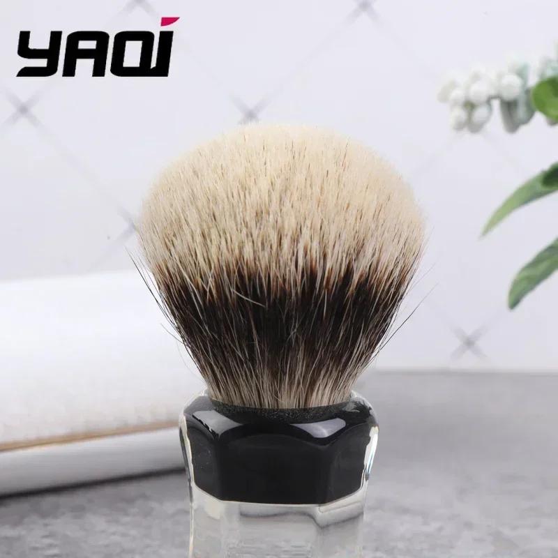 YAQI 24mm Two Band Badger Hair Clear Handle Beard Brush Men Wet Shaving Brush