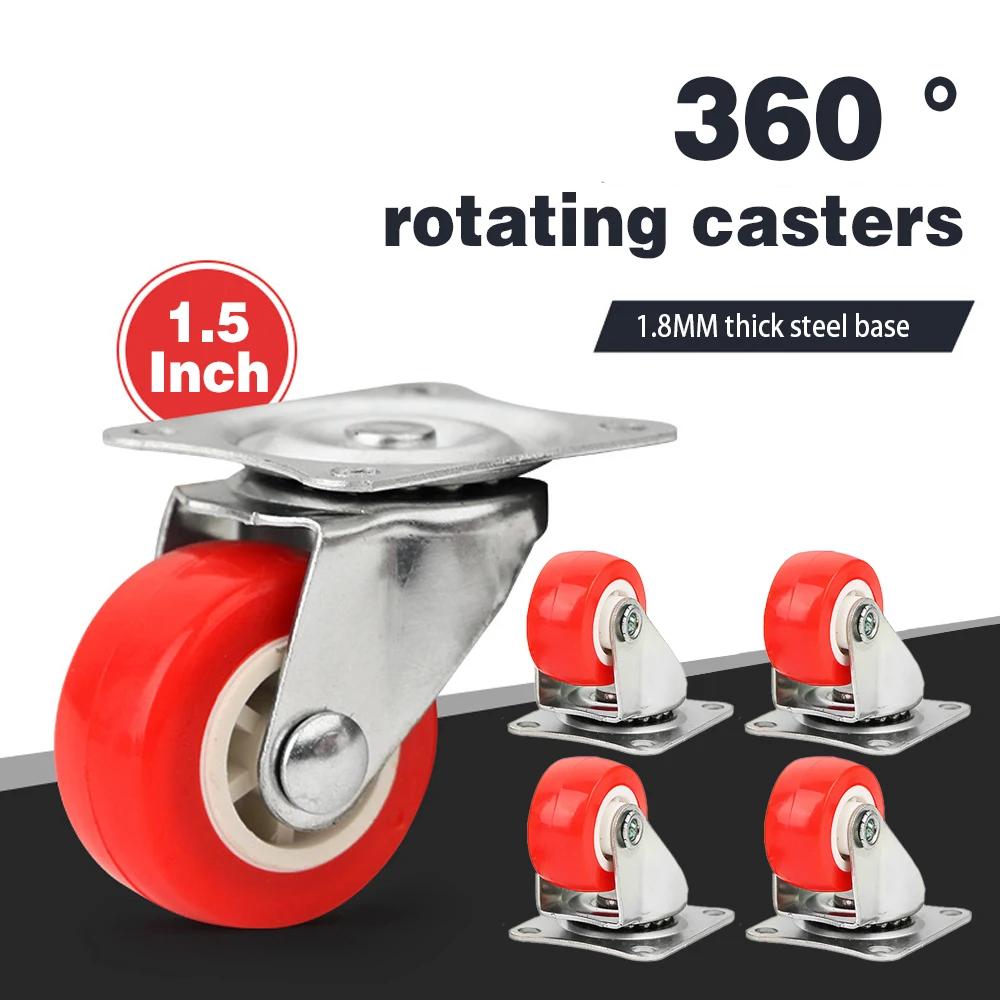 4/10PCS Furniture Caster 1.5" Soft Rubber Universal Wheel Swivel Caster Roller Wheel For Platform Trolley Accessory Furniture