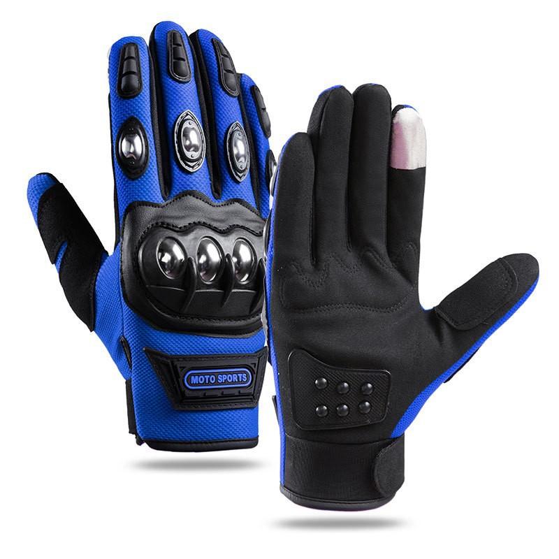 Locomotive gloves men's fitness sports touch screen non-slip outdoor riding protection touch screen stainless steel shell full finger