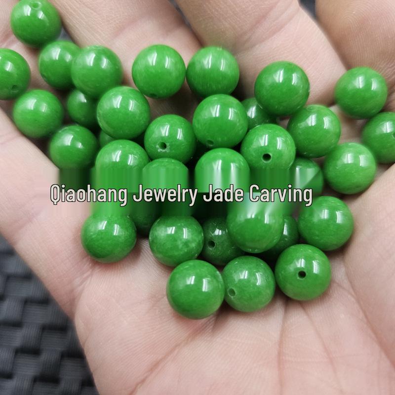 

Круглые Бусины из Изумрудно-Зеленого Нефрита для Изготовления Украшений - Ручная Работа, Свободные Каменные Бусины для Браслета и Ожерелья 6 mm