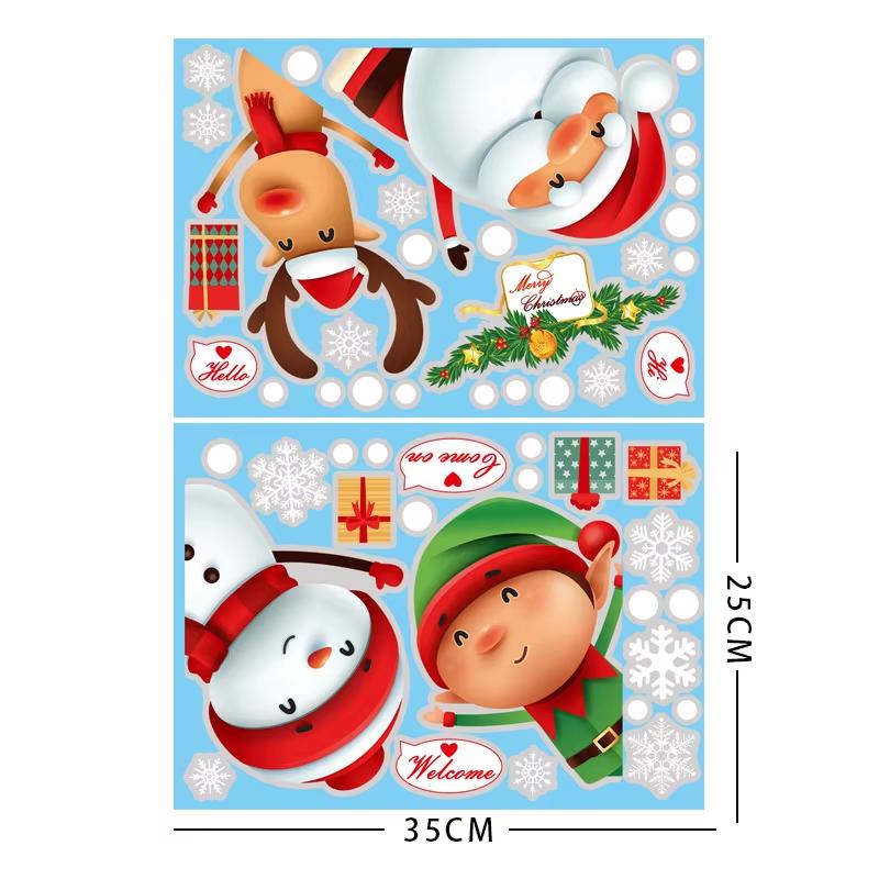 Christmas Window Stickers Santa Claus Wall Stickers Merry Christmas Decoration for Home Shop Glass New Year Electrostatic Decals