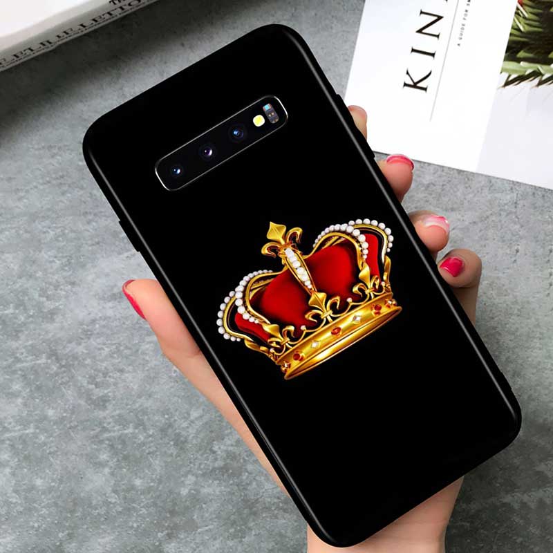 Чехол для телефона King Queen Couples для Samsung Galaxy Note 20 S20 FE Lite Ultra 10 9 8 Pro S10E S10 5G S9 S8 S7 S6 Plus Black
