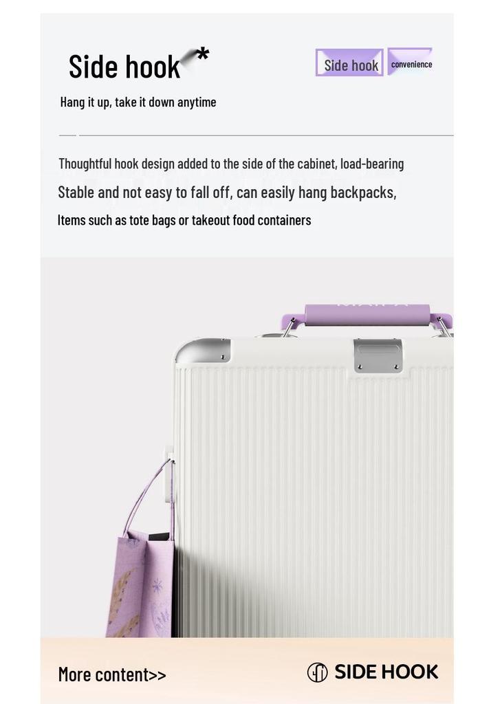 2026 Inch Shockproof Wide Pull Rod Carry-On Luggage with Silent Wheels