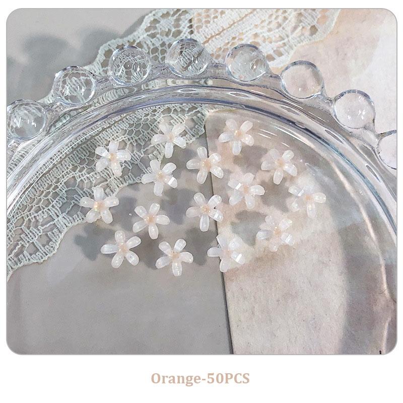50 Pcs Flowers Nail Art Charms Resin Nail Charms Decoration 3D Jelly Flower Decals Summer Manicure Accessories Salon Supply Diy