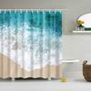 Customized Blue Sky Beach Shower Curtain Modern Scenery Print Bathroom 3D Blackout Curtain Large 180x200cm for Bathroom Cortina