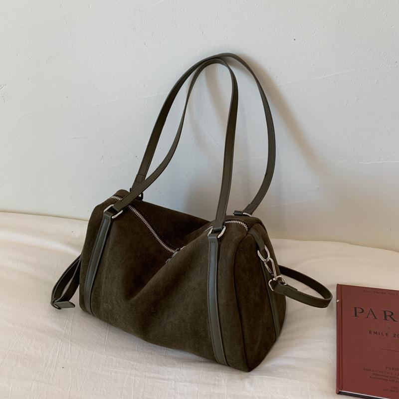 

Leisure Retro Large Capacity Travel Bag Women s Autumn Winter New Commute Single Shoulder Crossbody Bags Faux Suede Handbags (30cm<Max Length<50cm) темно-зеленого