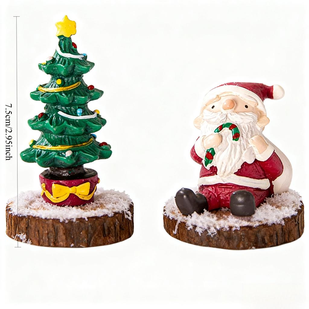 Mini Christmas Village Figurines Set Snowman Bear Deer Animal Models For Dollhouse Garden Scenery DIY Display Ornaments