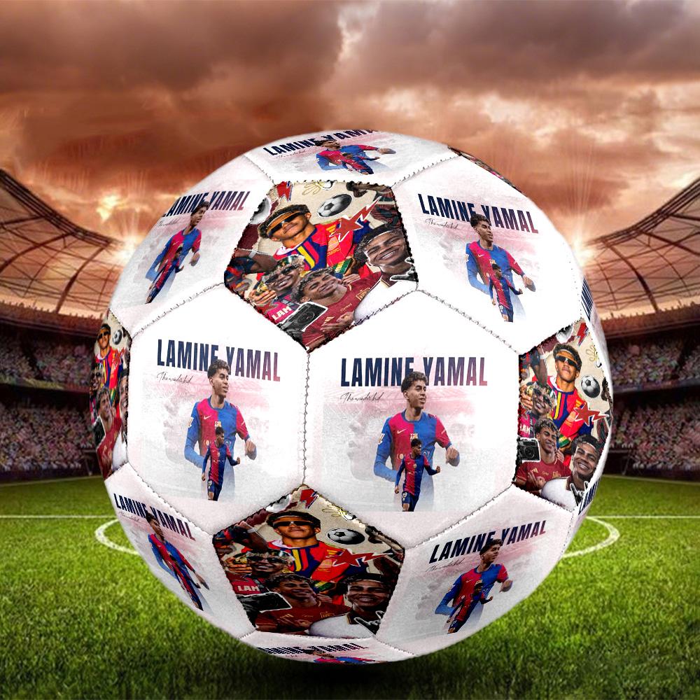 Lamine Yamal 19 Barcelona Celebration Moment Size 5 Football Machine-Stitched Indoor/Outdoor Training and Matches Ideal for Soccer Enthusiasts