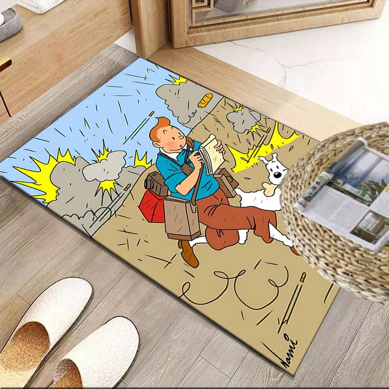 Tintin's Adventure City  Carpet, Kitchen Rugs, Yoga Mat, Non-Slip Mats, Rug for Bathroom, Living Room bedroom, Camping Rugs Christmas Gift