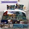 Cat Warrior Pattern Bedding,Quilt Set Quilt Cover Pillowcase Home Birthday Gift(1 * Duvet Cover + 2 * Pillowcase, Without Core)_lx