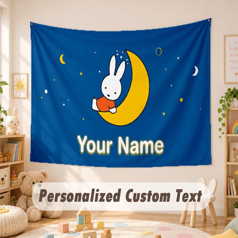 Custom Name Text Tapestry,Miffy Boho Wall Hanging, Decorative Backdrop Tapestry For Room
