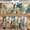 Retro Barcelona Lakeside Material Paper - European Cities Sea Pattern DIY, 10 Sheets