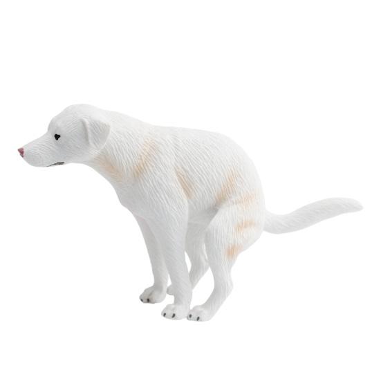 Pooping Labrador Model Lifelike White Dog Collectible Figurine Miniature Animal Educational Toy