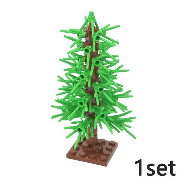 DIY Plant Tree City Bricks Assemble MOC Pine Christmas Tree Model Building Blocks Educational Creative Toys For Children Gifts
