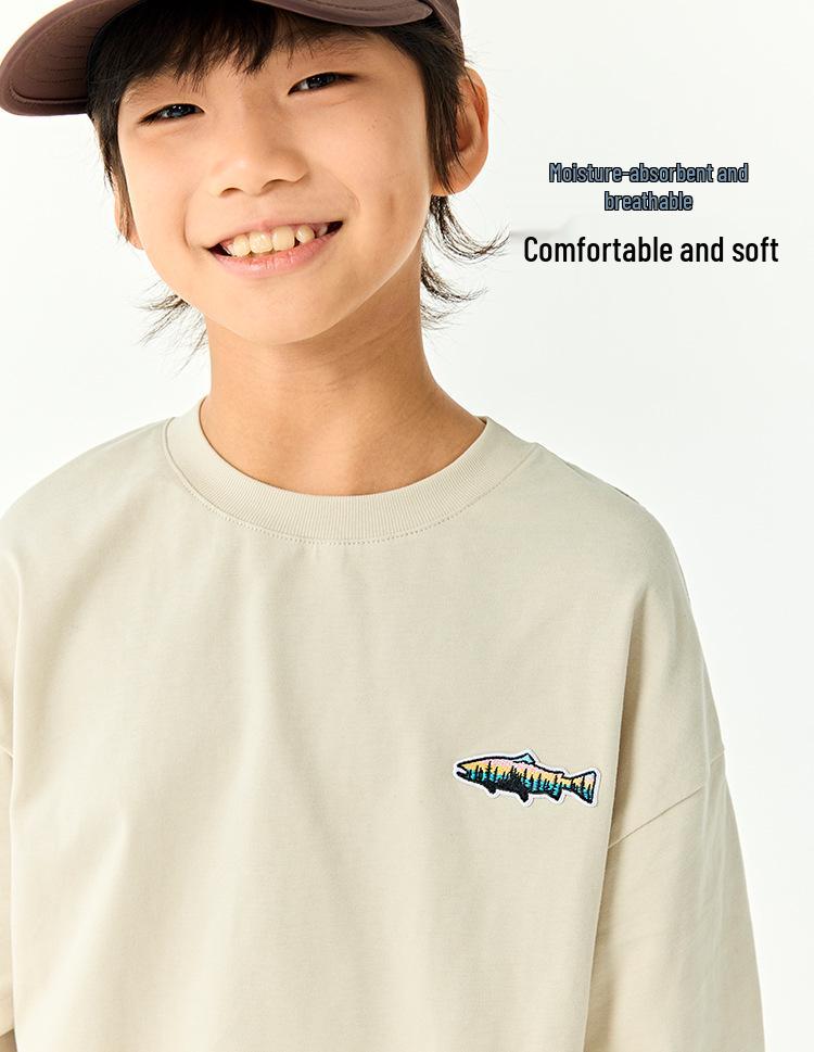 DK Kids' Spring Quick-Dry Japanese Style Antibacterial Long Sleeve T-Shirt for Boys & Girls - 7A Casual Base Layer for Middle & Older Children