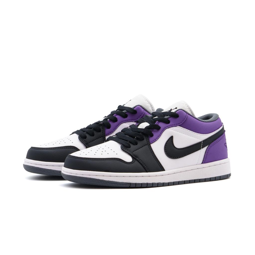Jordan Air Jordan 1 Odporne na ścieranie Niskie Vintage Buty do koszykówki Unisex Czarne Fioletowe 553558-152(Team500-QD)