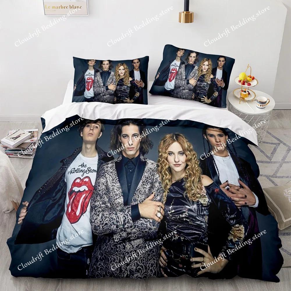 Maneskin Damiano David Bedding Set Pillowcase Rock Band Maneskin Quilt Cover Gift for Rock Band Enthusiasts