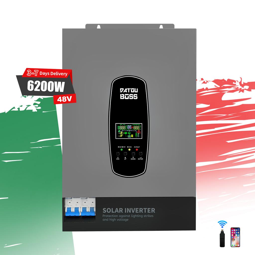 Eu In Stock 6.2Kw 48V Pure Sine Wave MPPT Datouboss Single Phase Onduleur Solaire Inverseur Hybride Solar Inverters