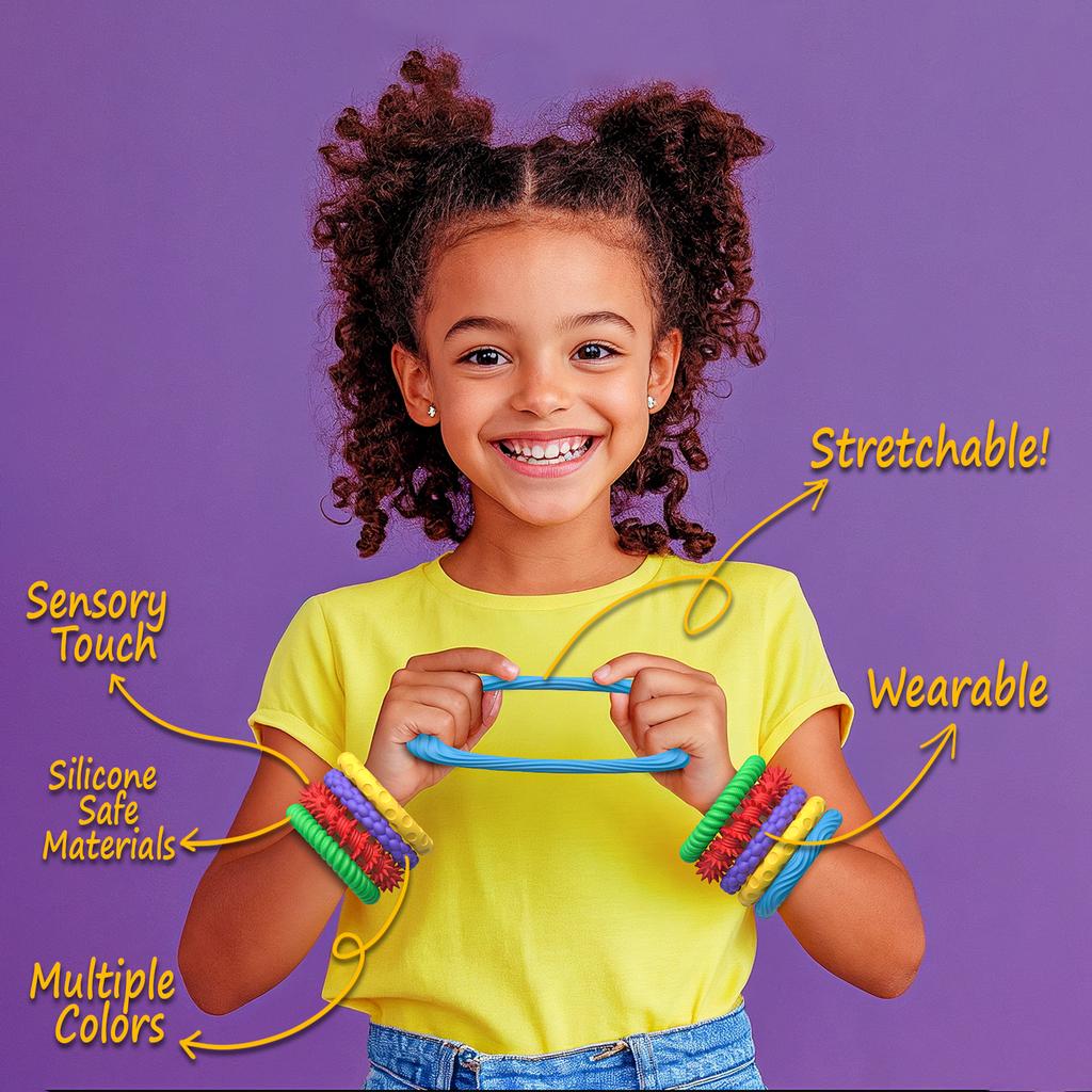5PCS Autism Bracelet Sensory Fidget Toys for Kids Adults Pack Autism Sensory Toys for Special Needs Autistic Stretchy Bracelets