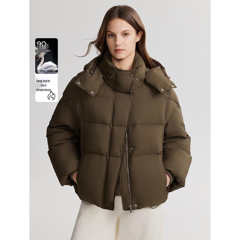 ELLE Women s Hooded Duck Down Puffer Jacket M