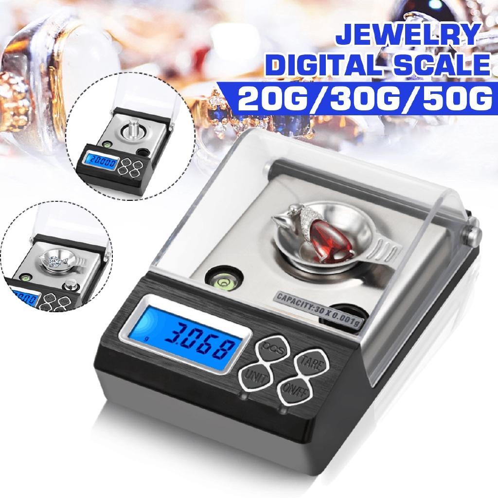 144x84.5x51mm Gold Carat Scale High Precisions Digital Milligram Scale 50g/0.001g Electronic Balance Powder Scale