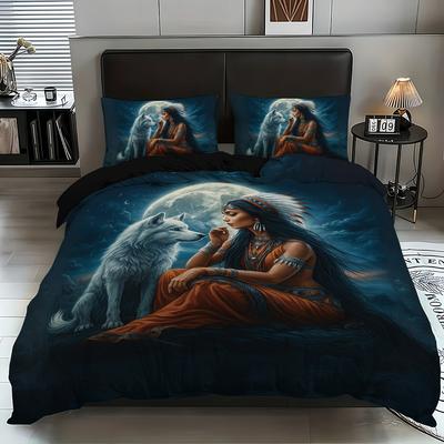 Wolf Pattern Quilt Cover With Pillowcases 3D Digital Printed Bedding Set Twin Full Queen King Children's Gift