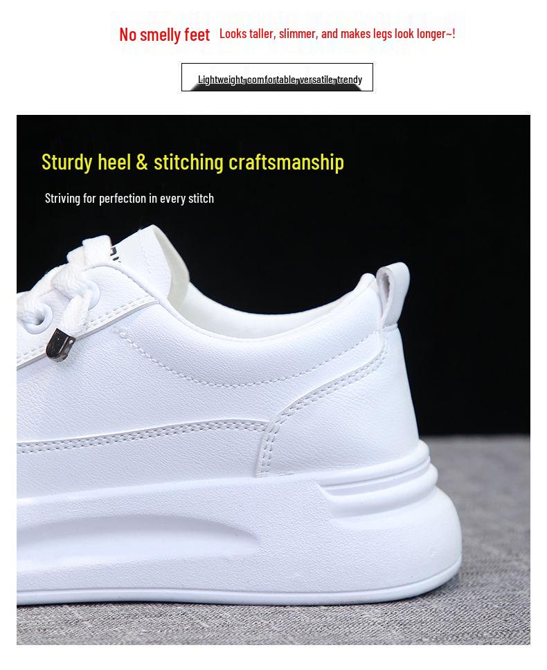 2025 Spring Women's White Korean Style Platform Sneakers – Versatile Height-Increasing Casual Shoes