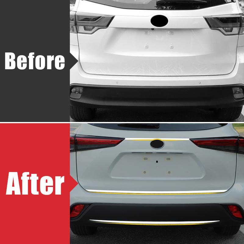 Stainless Car Rear Trunk Cover Tail Gate Trim Sticker Accessories Strip For Toyota Highlander XU70 Kluger 2020 2021 2022 2023