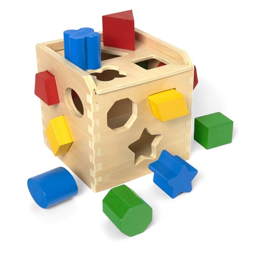 Melissa & Doug Wooden Educational Toy Shape Matching Cube