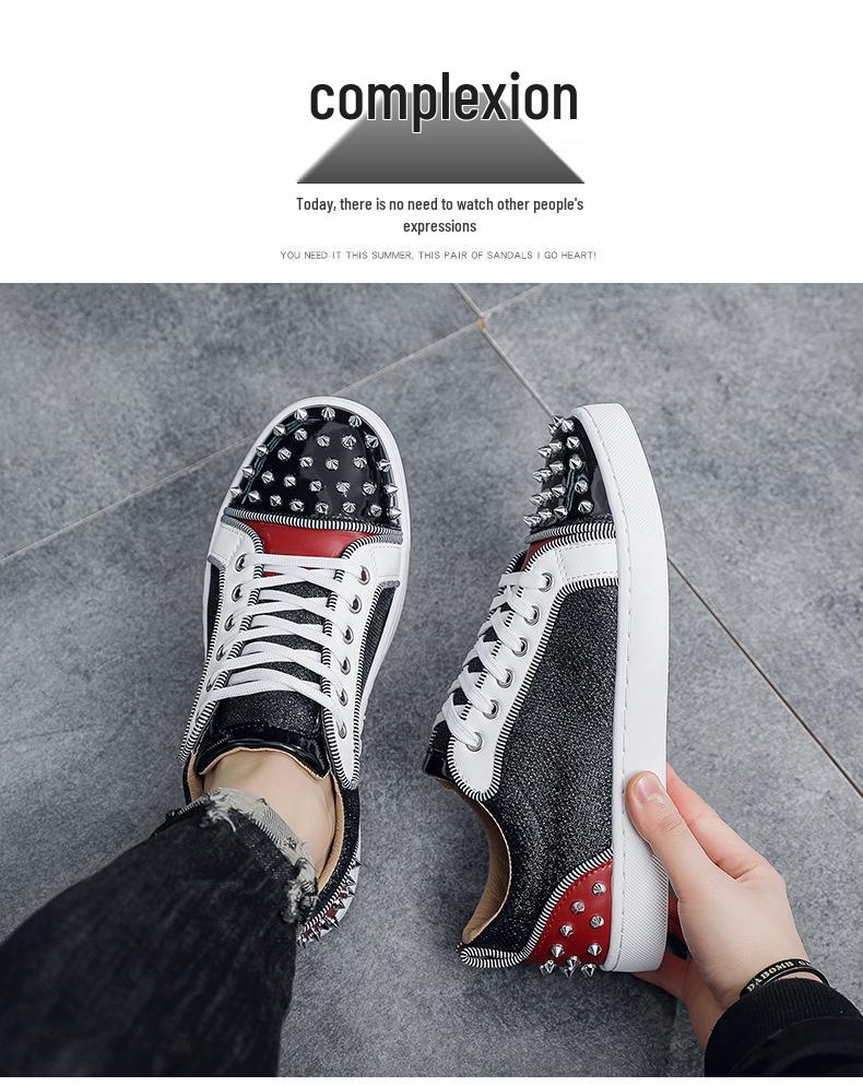 2026 Spring Men's Fashion Rivet Casual Shoes: Trendy and Energetic Youth Board Shoes