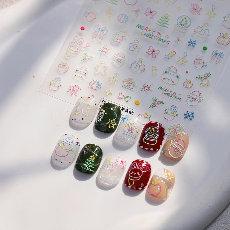 

TENSOR Embossed Christmas Nail Art Stickers TS-3838 - Happy Christmas Design