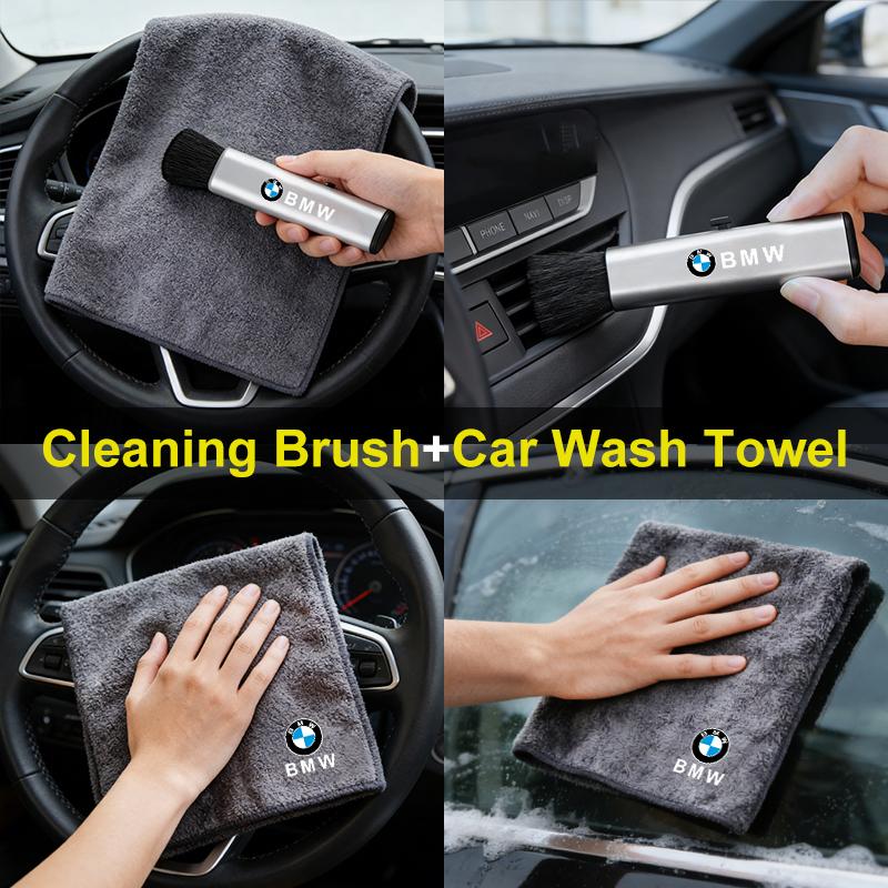ORWI7 Car Cleaning Soft Brush Dust Sweep Tool Drying Cloth Stickers For BMW Performance F30 F20 F10 F40 E92 E91 G20 G30 G06 G07 G11